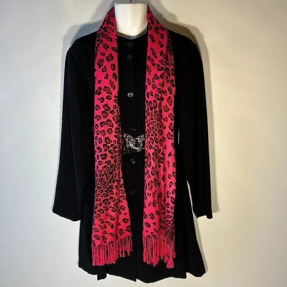 Pashmina Black & Pinks Animal Print oversized scarf/wrap Chic Milan Style Modern